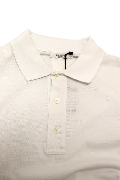 NEW Valentino Garavani White Cotton Studded Polo Shirt size L