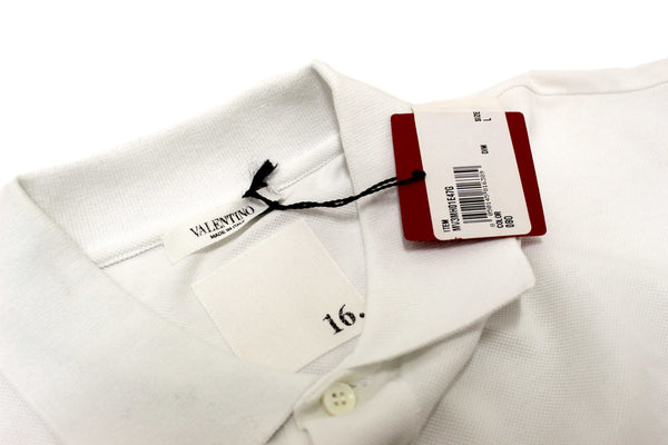 NEW Valentino Garavani White Cotton Studded Polo Shirt size L