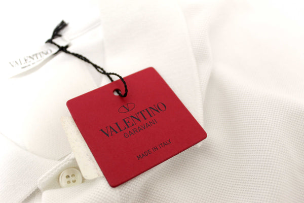 NEW Valentino Garavani White Cotton Studded Polo Shirt size L