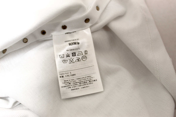 NEW Valentino Garavani White Cotton Studded Polo Shirt size L
