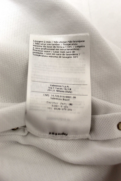 NEW Valentino Garavani White Cotton Studded Polo Shirt size L