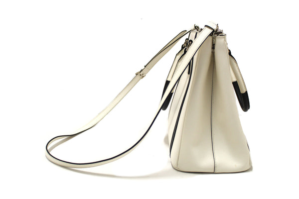 Prada White and Black Bi-color Saffiano Galleria Large Tote Bag