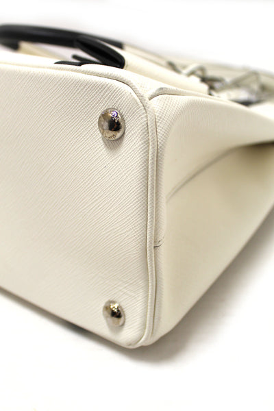 Prada White and Black Bi-color Saffiano Galleria Large Tote Bag