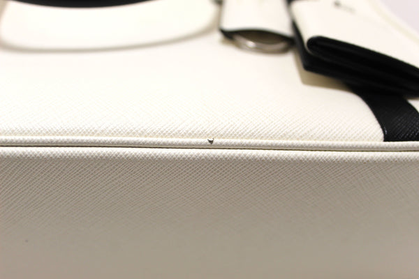 Prada White and Black Bi-color Saffiano Galleria Large Tote Bag