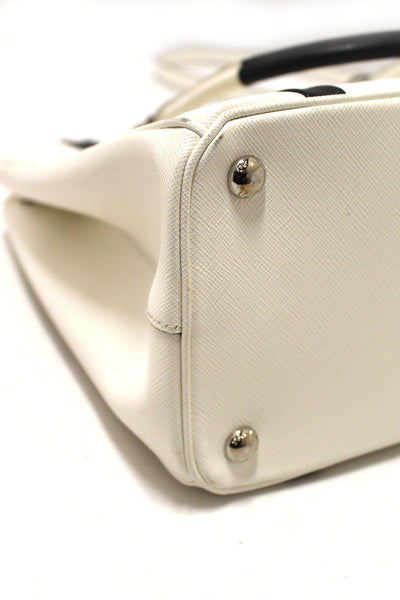 Prada White and Black Bi-color Saffiano Galleria Large Tote Bag