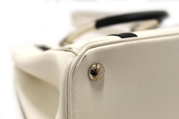 Prada White and Black Bi-color Saffiano Galleria Large Tote Bag