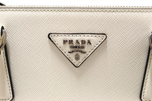 Prada White and Black Bi-color Saffiano Galleria Large Tote Bag
