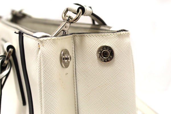 Prada White and Black Bi-color Saffiano Galleria Large Tote Bag