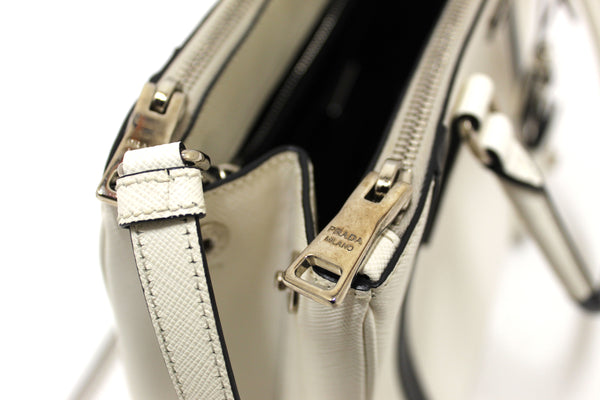 Prada White and Black Bi-color Saffiano Galleria Large Tote Bag