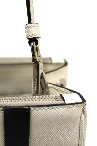 Prada White and Black Bi-color Saffiano Galleria Large Tote Bag