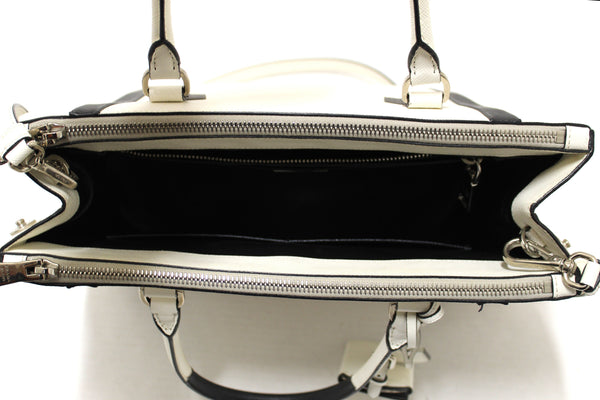 Prada White and Black Bi-color Saffiano Galleria Large Tote Bag