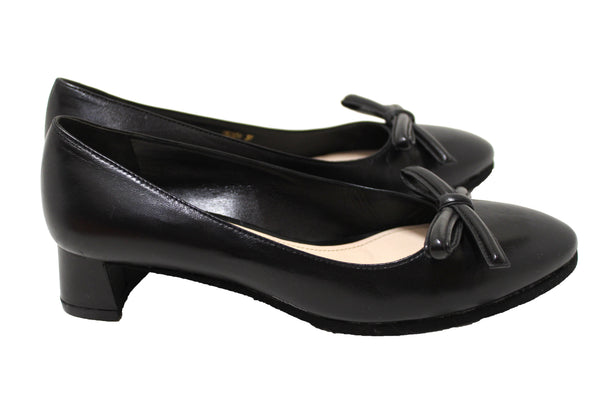 New Prada Bow Black Calfskin Leather Pumps Size 37