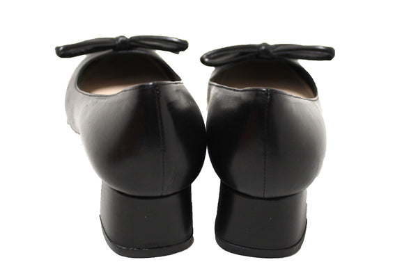 New Prada Bow Black Calfskin Leather Pumps Size 37