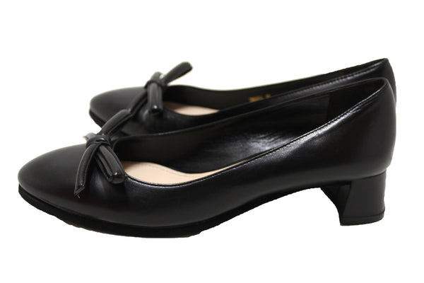 New Prada Bow Black Calfskin Leather Pumps Size 37