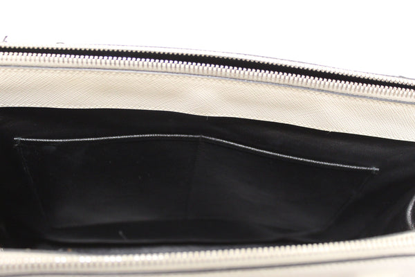 Prada White and Black Bi-color Saffiano Galleria Large Tote Bag