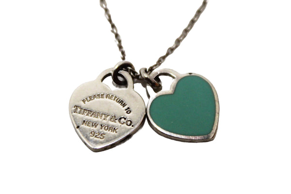 Tiffany & Co. Sterling Silver Return to Tiffany Blue Double Heart Tag Pendant Necklace