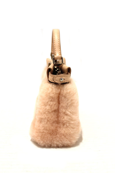 Fendi Pink Shearling and Leather Micro Peekaboo Bag