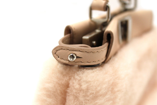 Fendi Pink Shearling and Leather Micro Peekaboo Bag