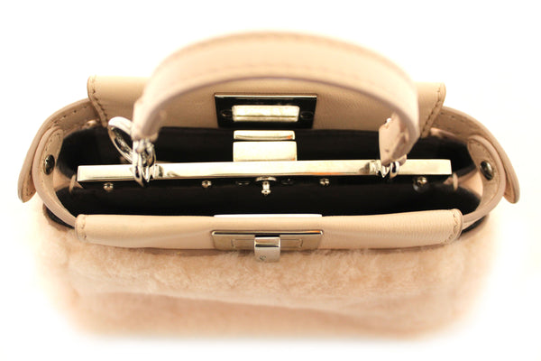 Fendi Pink Shearling and Leather Micro Peekaboo Bag