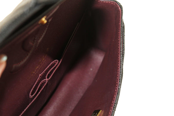 Chanel Classic Black Quilted Caviar Leather Classic Medium Double Flap Bag