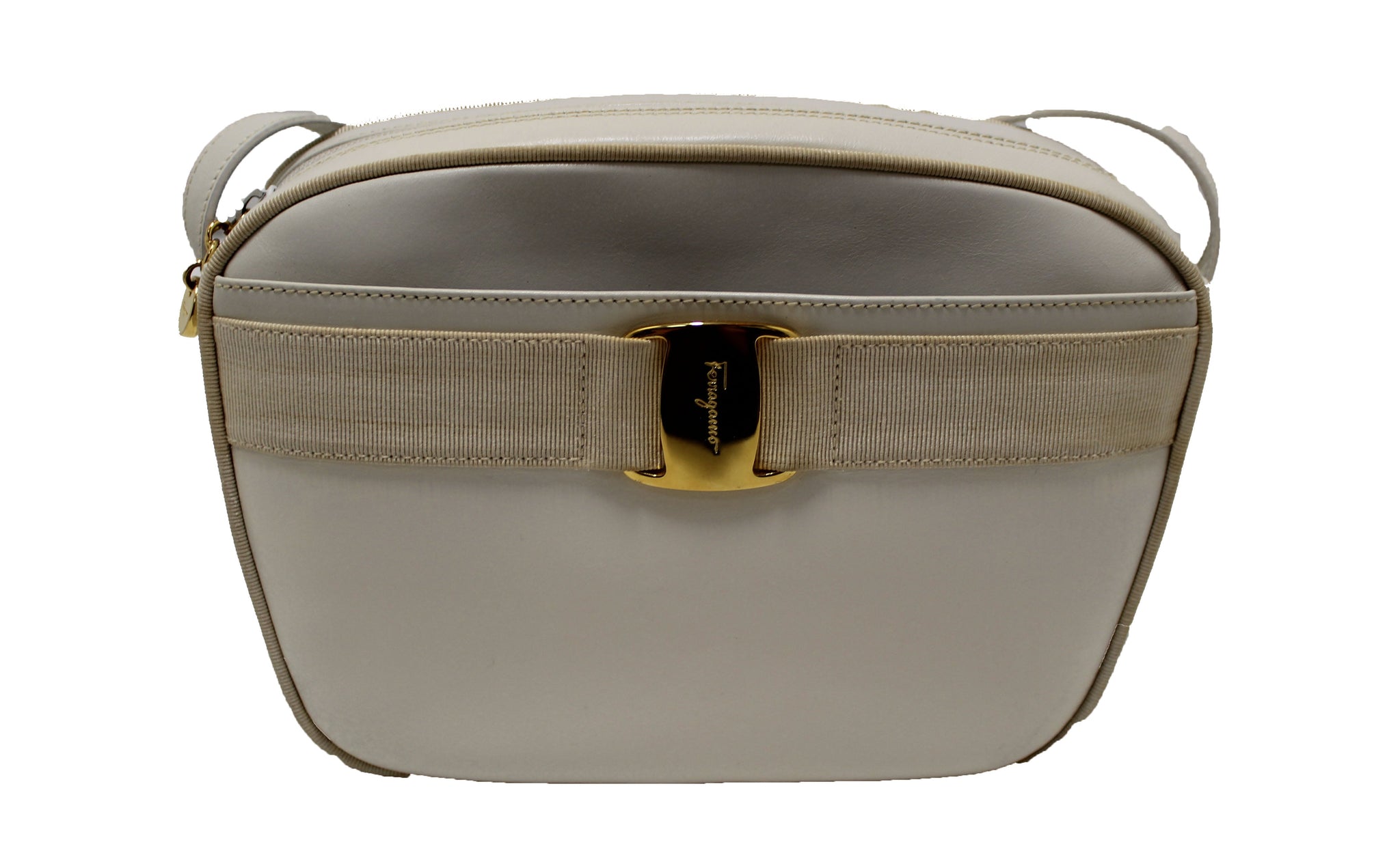 Salvatore Ferragamo White Cowhide Leather Crossbody Handbag