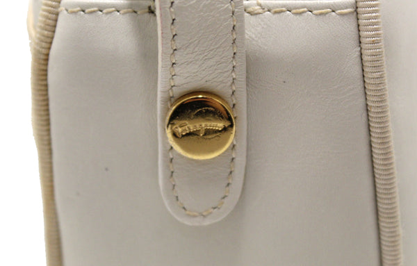 Salvatore Ferragamo White Cowhide Leather Crossbody Handbag