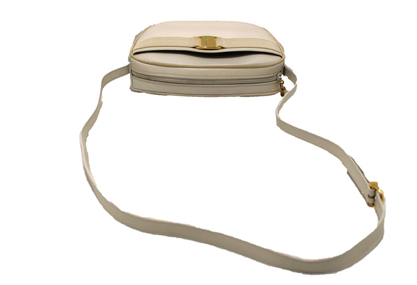 Salvatore Ferragamo White Cowhide Leather Crossbody Handbag