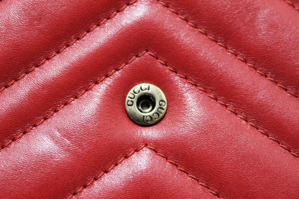 Gucci Red Marmont Matelassé Chevron Leather Mini Bag
