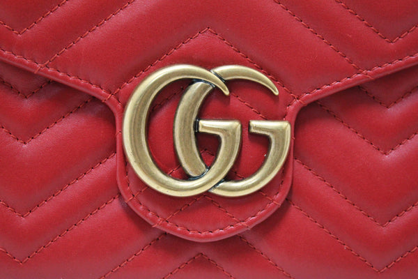 Gucci Red Marmont Matelassé Chevron Leather Mini Bag