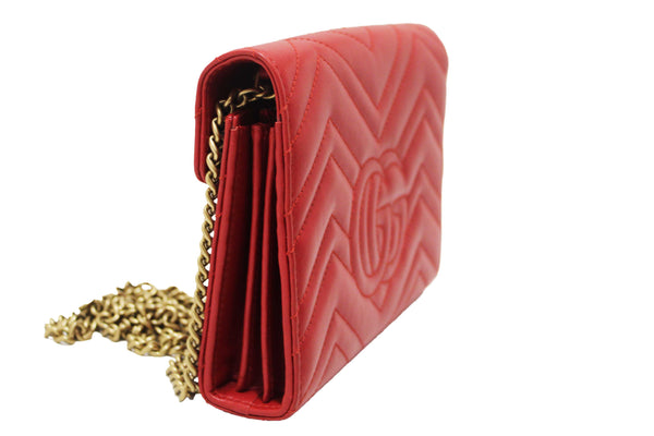 Gucci Red Marmont Matelassé Chevron Leather Mini Bag