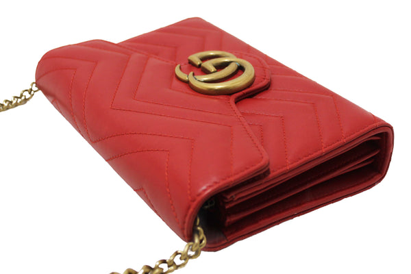 Gucci Red Marmont Matelassé Chevron Leather Mini Bag