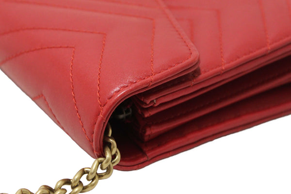Gucci Red Marmont Matelassé Chevron Leather Mini Bag