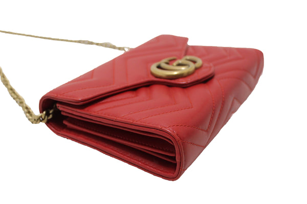 Gucci Red Marmont Matelassé Chevron Leather Mini Bag