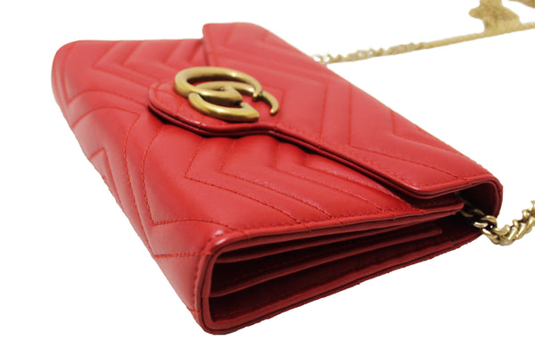 Gucci Red Marmont Matelassé Chevron Leather Mini Bag