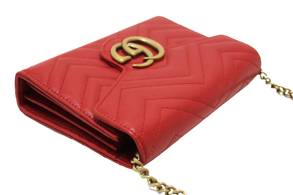 Gucci Red Marmont Matelassé Chevron Leather Mini Bag
