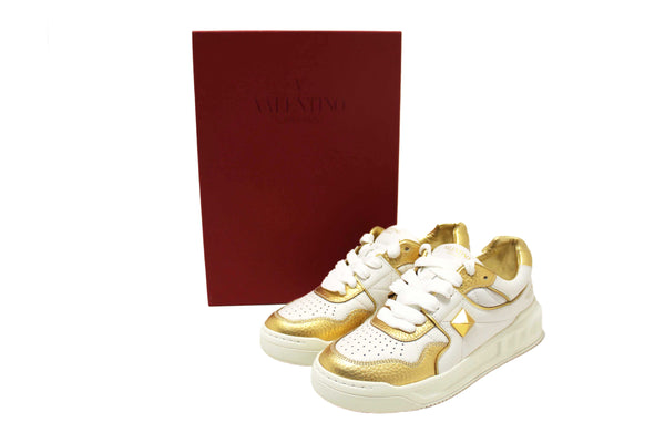 New Valentino Garavani White Leather One Stud Low Top Sneakers Shoes Size 36.5
