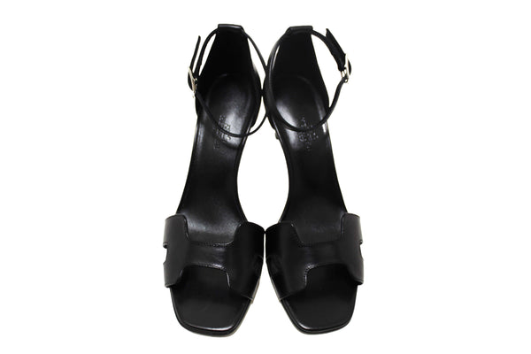 NEW Hermes Black Calfskin Leather Joy 70 High Heel Sandal Size 36.5