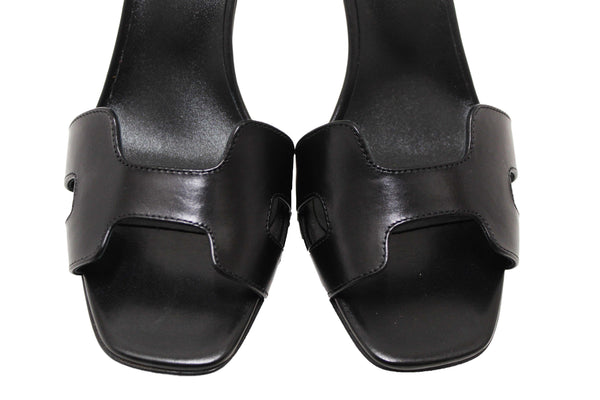 NEW Hermes Black Calfskin Leather Joy 70 High Heel Sandal Size 36.5