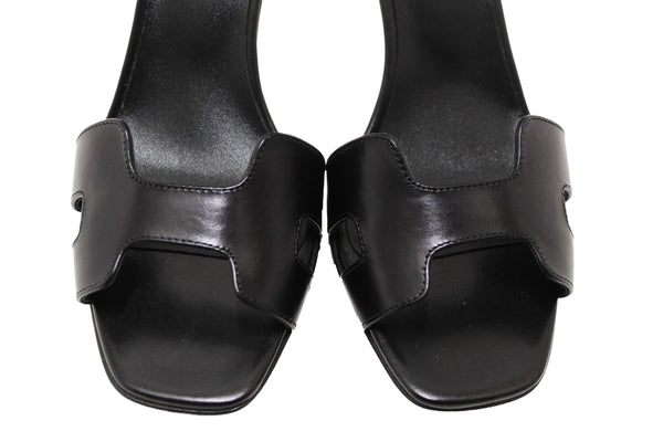 NEW Hermes Black Calfskin Leather Joy 70 High Heel Sandal Size 36.5