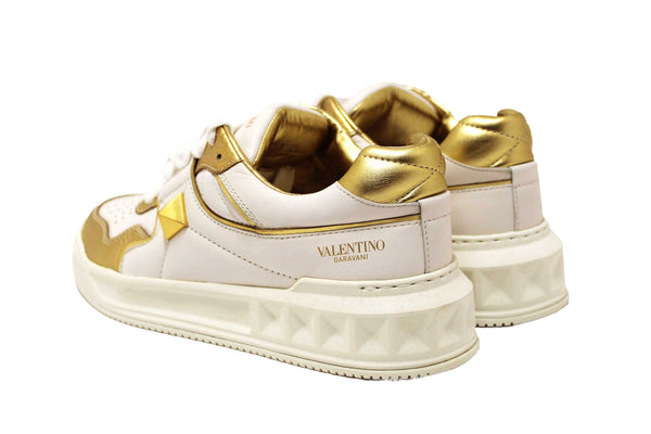 New Valentino Garavani White Leather One Stud Low Top Sneakers Shoes Size 36.5