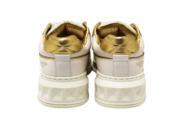 New Valentino Garavani White Leather One Stud Low Top Sneakers Shoes Size 36.5