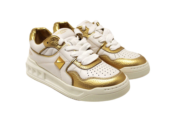 New Valentino Garavani White Leather One Stud Low Top Sneakers Shoes Size 36.5