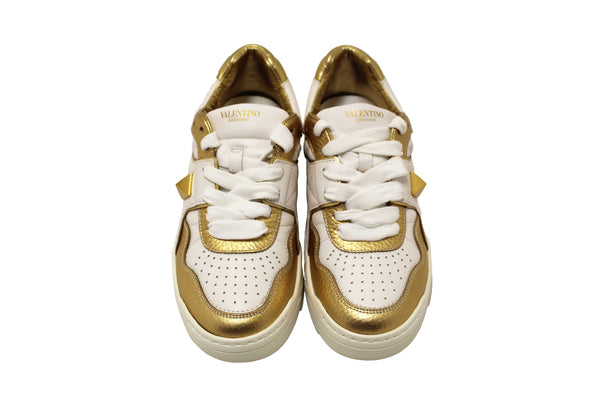New Valentino Garavani White Leather One Stud Low Top Sneakers Shoes Size 36.5