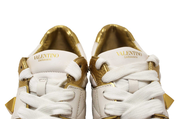 New Valentino Garavani White Leather One Stud Low Top Sneakers Shoes Size 36.5