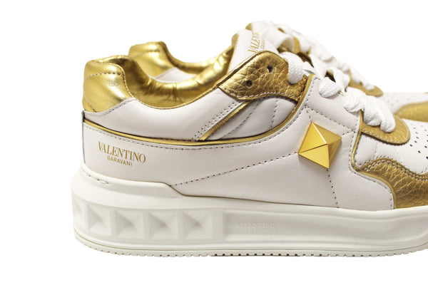 New Valentino Garavani White Leather One Stud Low Top Sneakers Shoes Size 36.5