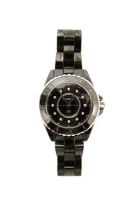 Chanel Black Ceramic J12 Diamond Quatz Watch 33mm H | Italystation.com - Now at italystation.com