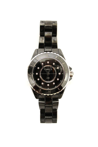 Chanel Black Ceramic J12 Diamond Quatz Watch 33mm H | Italystation.com - Now at italystation.com