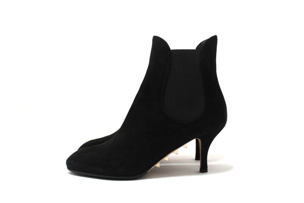 Valentino Black Suede Leather Ankle Boots Shoes Size 37