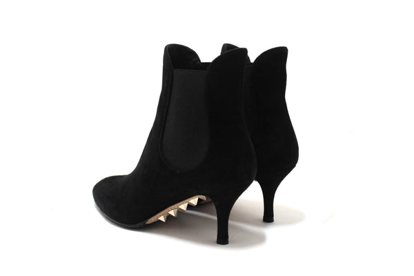 Valentino Black Suede Leather Ankle Boots Shoes Size 37