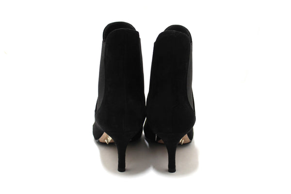 Valentino Black Suede Leather Ankle Boots Shoes Size 37